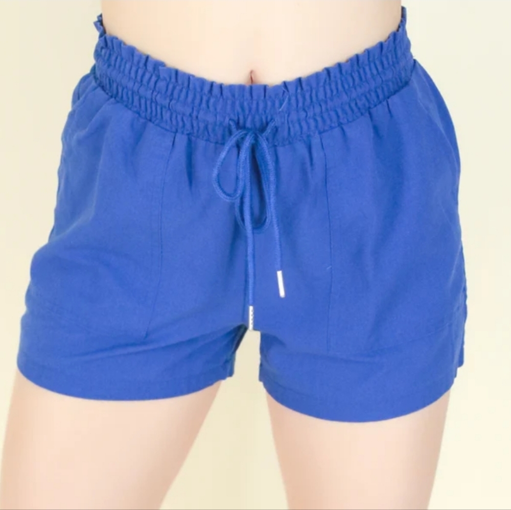 HAPPILY GREY Cobalt Blue Cotton Shorts with Pockets and Eastic Waist NWT Size L